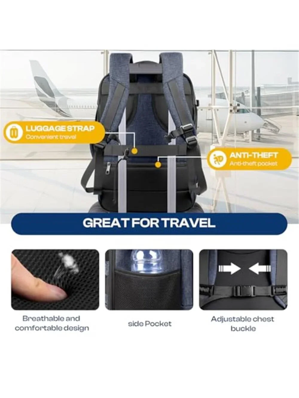 Expandable Travel Backpack Carry On TSA Approved 40L Laptop Weekender Bag